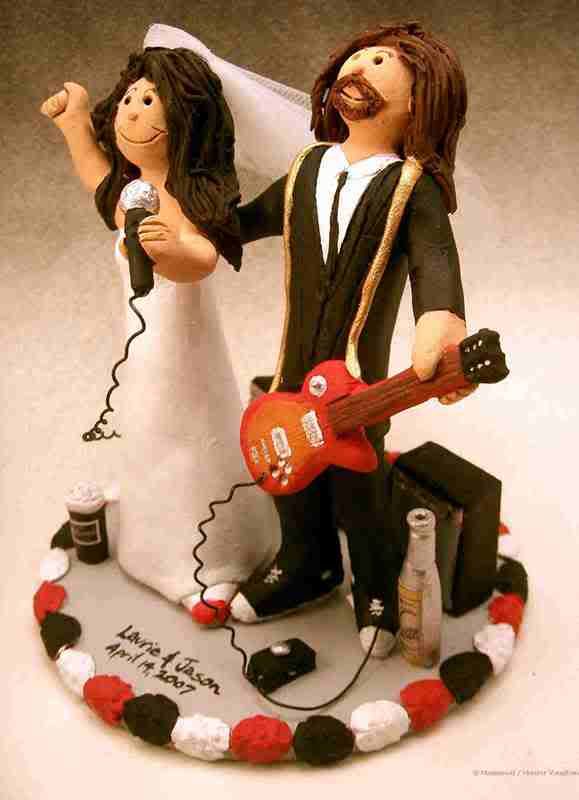 custom wedding cake toppers: Rock Star's Wedding Cake Topper