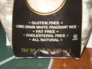 The bottom half of the package of rice I eat