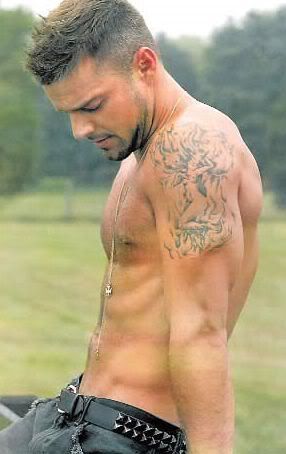 So I want hotties with tattoos. So I never really dug Ricky Martin but I am 