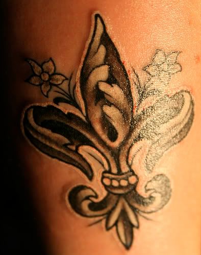 arm cherry blossom flower tattoos,life love and loyalt,angle tattoo