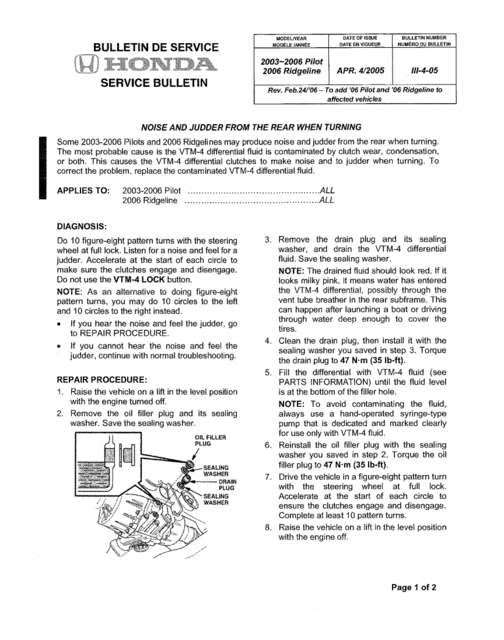 VTM4 Rear End Noise Honda Pilot Honda Pilot Forums