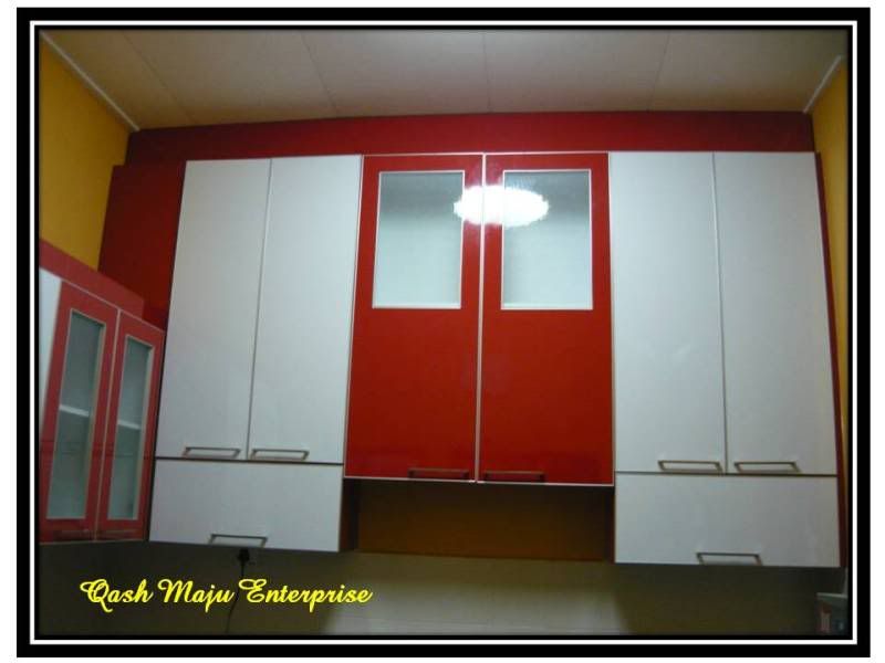 kabinet dapur kitchen cabinet white & red theme