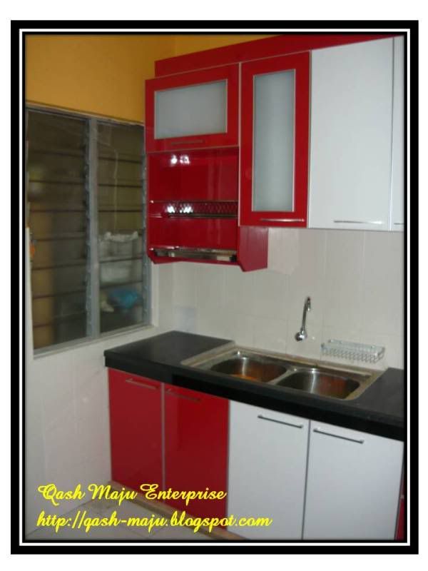 kabinet dapur kitchen cabinet white & red them