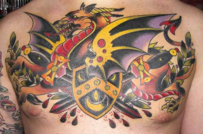 chest banner tattoos