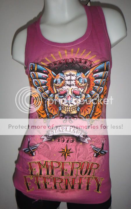 Emperor Eternity Butterfly Skull Tattoo Rock Punk RHINESTONES Women 