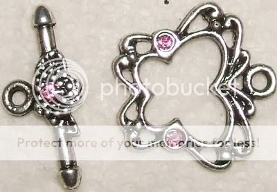 Silver Butterfly Pink Crystal Toggle Clasp Set 1220  